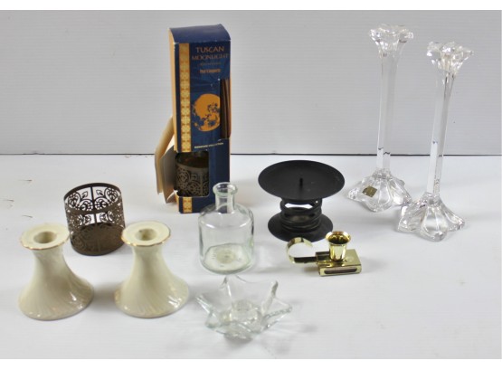 Candle Miscellaneous-Mikasa Glass Candlesticks, Crown Classic Candlesticks Etc