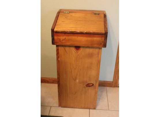 Wood Trash Can -lid Comes Off -14.5 X 14 X 30 Tall