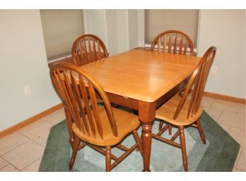 Solid Wood Table With Four Chairs 45 X 36 Without Leaf 60 X 36 With Leaf-leaf Hides Under Table