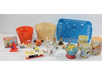 Holiday And Toys-cute Bunnies, Fisher-Price Camera, Rocking Mexican Etc