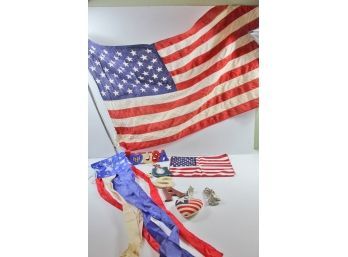 Flag Lot-full-size Flag On Pole With Mounting, Windsock, USA Plaques