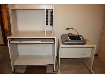 Computer Desk, Printer Desk With Storage, Keyboard, Lighted Lap Desk