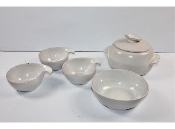 Frankoma Dish With Lid, #3-4X Bowls, 1-# 6N Larger Bowl - Some Have Chips