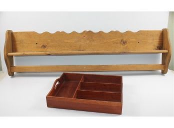 Wood Quilt Shelf And Wood Serving Tray