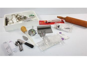 Plastic Divider With Baking Miscellaneous, Rolling Pin, Thermometers, Cookie Cutters