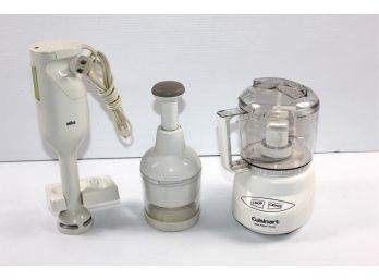 Pampered Chef Chopper, Cruisinart Mini Food Processor, Braun Handheld Immersion Blender