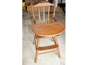 Vintage Solid Wood High Chair 38 In Tall-Tray Works