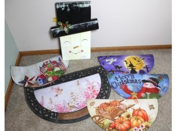 Welcome Mat With Interchangeable Insert And 16.5 X 23 Christmas Or Fall Wood Plaque