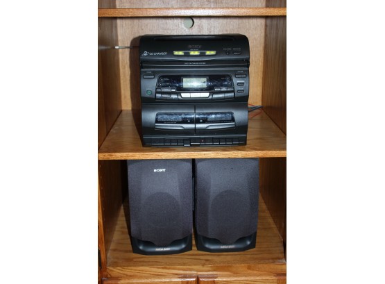 Sony 3 CD Changer With Cassette And Two Speakers