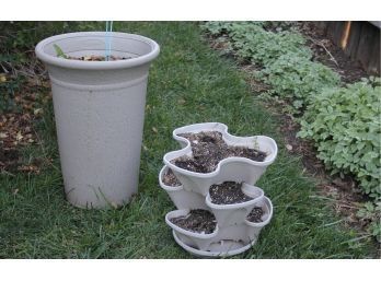 Two Plastic Pots-one Is 14 In Tall Divided - 21.5 In Tall And 16.5 Inches Deep, Suncast Brand