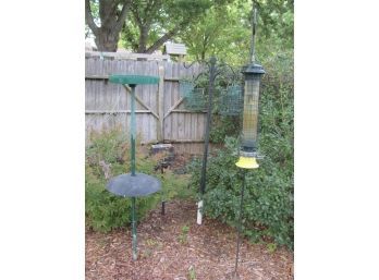 Three Bird Feeders And Stands Tallest Is 6 Ft