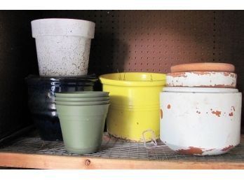 Assorted Planter Pots Largest 11 X 9 Tall - Ceramic, Clay And Plastic