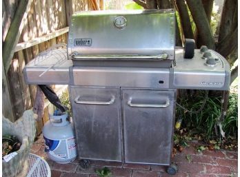 Weber Grill ' Genesis' 2 Propane Bottles, Rotisserie, Good Condition - Used Less Than 10 Times