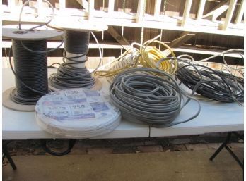 Wire Lot-two Spools Coax Cable-two Spools 220 Volt Three-wire-miscellaneous 110-volt And Coax Wire