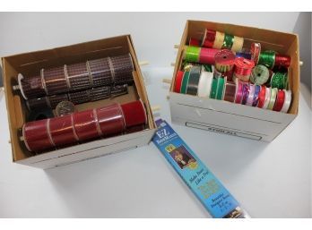 Lot 2 Of Super Organized Ribbon On Dowel Rods Plus A Bow Maker