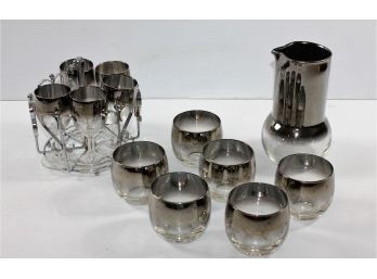 Vintage Silver Fade Rim Cocktail Glasses (missing One Glass) Dorothy Thorpe Cocktail Set