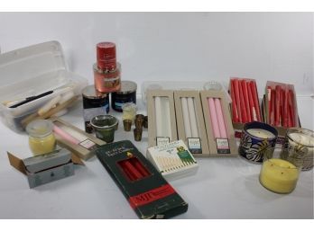 Nice Lot Of Candles-mostly Unused-several Colors Of Tapers, Holders