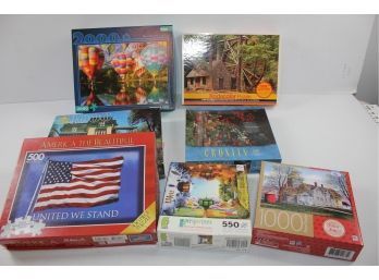 Lot 3 Of Puzzles Including American Flag