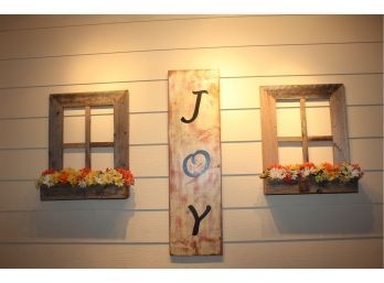 3 Piece Wall Hangings-All Wood-24 In Tall Window Frames-41.5 In Tall Joy