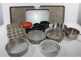 Cookie Sheets, Six Tiny Muffin Pans, 1-6 In  4-4 In Wilton Spring Pans, Miscellaneous Cake Pans
