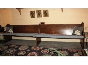 Presbyterian Church Oak Pew And Commemorative Brick 145.5 In Long-with Foam Material 2 Pillows