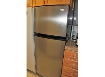Whirlpool Stainless Refrigerator Freezer-2005 Model-believe Is 10 Cubic Foot-Works In Good Shape