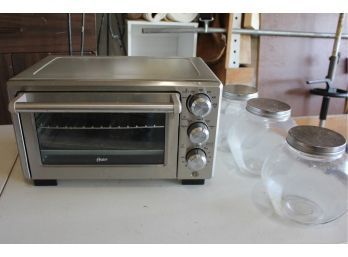 Oster Countertop Oven 17 X 9.5 Tall And 3 Storage Jars