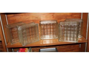 Five-8 Inch Square Glass Bricks 4 Inch D- Drilled Holes For Your Project