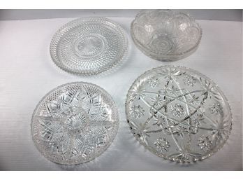 2 Serving Platters, Divided Dish, Bowl, All Glass