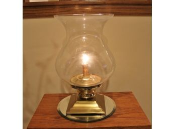 15 In T, 9 In D Lamp With Hurricane Style Globe, With Glass Mirror