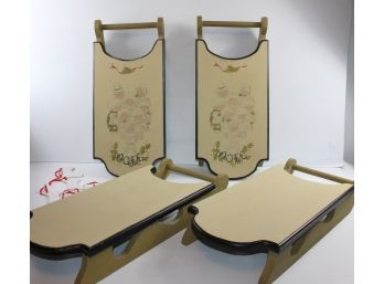 4 Wood Sleds-2 Started 11 X 24 And 5 Ceramic Stocking