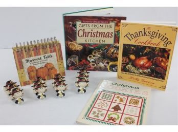 Holiday Cookbooks And 12 Napkin Rings