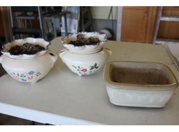 3 Planter Pots - 2 African Violet Pots