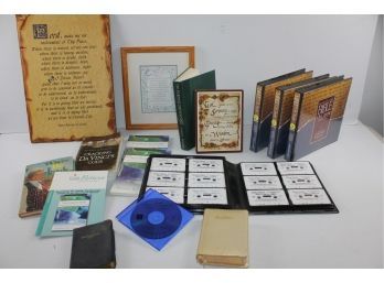 Bible On Cassette Series, Christian Books, A Few Plaques, 2 Small Bibles
