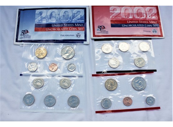 2002 Uncirculated US Mint Coin, 2 Sets  Denver & Philadelphia  Mints