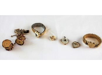 WWII Sweetheart Mementos, 2 Bracelets, Pins And Chain Drops