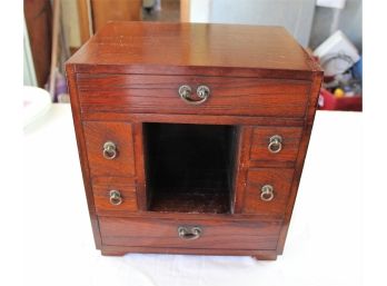 Oriental Antique Mahogany Tea Box, Solid Wood Box