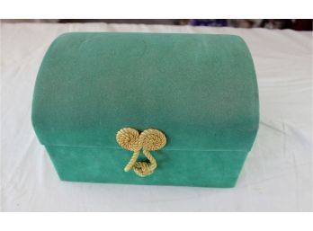 Green Fabric Covered Jewelry Box With New & Old Watches, Bracelets
