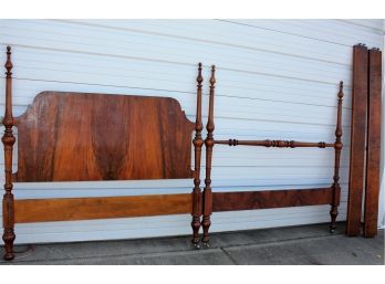 Vintage Poster Bed Double Size, Head Board, Foot Board, Side Boards With Slats.  1 Spindle Damaged