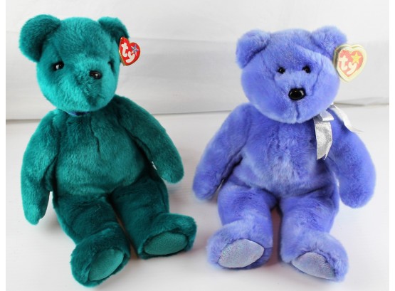 2 Beanie Buddies - Teddy Is The Teal One And Clubby Is The Periwinkle One