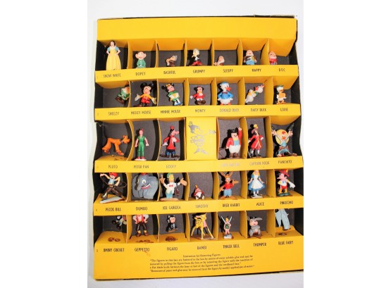 Disneykins By Marx, 34 Hand Painted Figurines, Complete Set In Original Box, Some Damage To Box