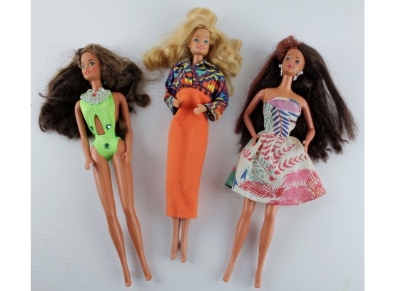 3 Mattel Barbies From 1966 With Pose-able Legs