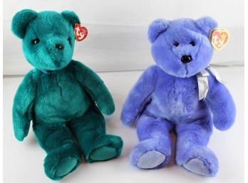 2 Beanie Buddies - Teddy Is The Teal One And Clubby Is The Periwinkle One
