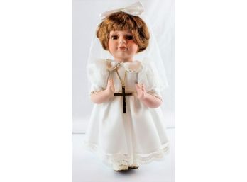 Duck House Doll, 1999 Christening Heirloom,  Soft Body, Bisque Arms/legs/head  12'