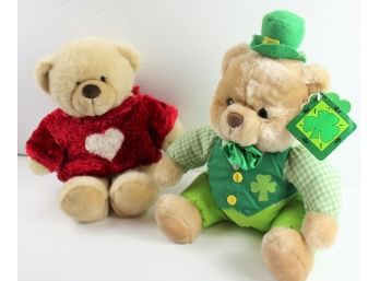 2 Plush Valentines Bears, Russ, Luv Pet, Clancy   Item # 360 Made In China