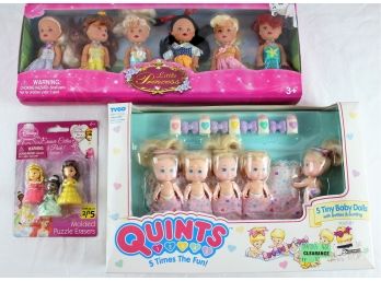 Tyco Quints, Disney Princess Erasers, Set Of 6 Little Princesses. All In Original Boxes