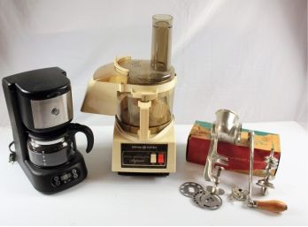 Climax Food And Meat Chopper, GE 4 Cup Coffee Maker, GE Food Processor Supreme