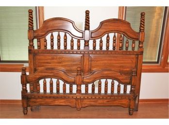 60' Double Bed Frame With Headboard & Footboard, Solid Wood