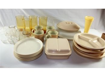 Misc Drinking Glasses, Many Microwaveable Serving Dishes,