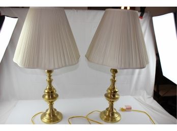 2 Brass Lamps With Shades, 32'